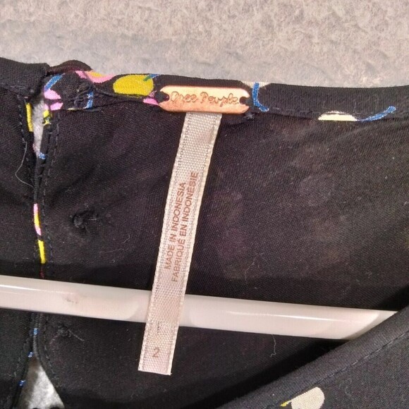 free people Coryn Open Back Dress Womens Sz 2 Black Multi Dot Long Sleeve Cutout - Picture 7 of 12